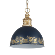 Golden 0809-M VG-ANVY - Golden Lighting Alison 1-light Pendant in Vintage Gold and Antique Matte Navy shade